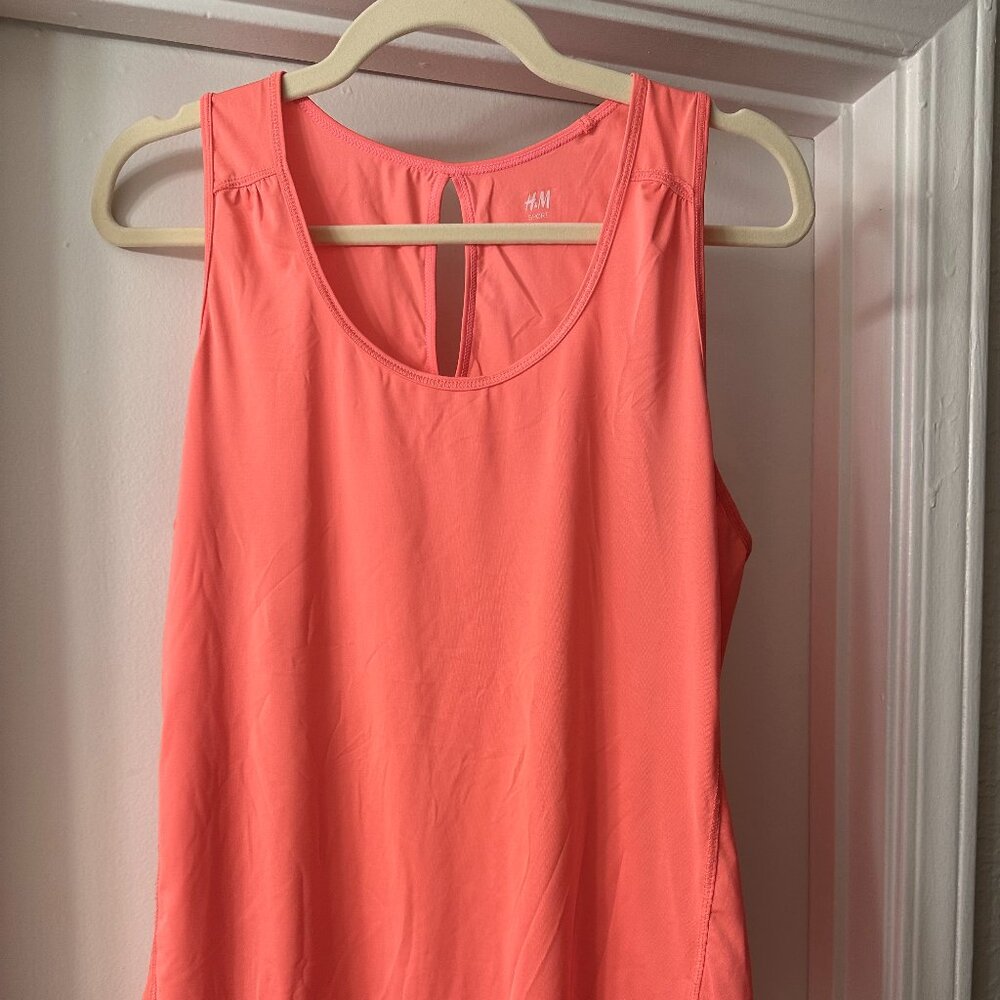 H&M Sport Light Orange Workout Tank With Drawstring Hem